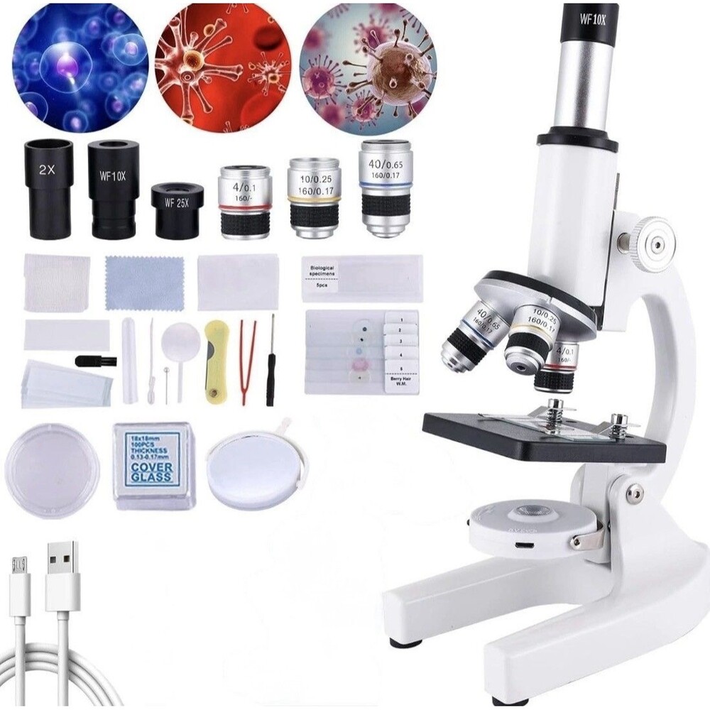 Microscope for Kids & Adults, 40X-2000X Microscope w Accessories & Slides